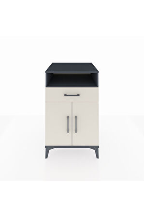 Kronos Komodin 2 Raflı Tek Çekmeceli 2 Kapaklı 60x59x96 Antrasit-Aytaşı