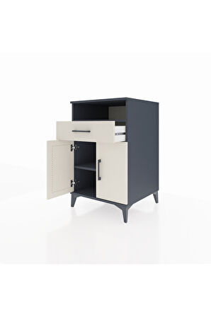 Kronos Komodin 2 Raflı Tek Çekmeceli 2 Kapaklı 60x59x96 Antrasit-Aytaşı