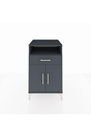 Kronos Komodin 2 Raflı Tek Çekmeceli 2 Kapaklı 60x59x96 Antrasit-Antrasit