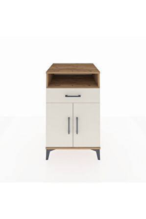 Kronos Komodin 2 Raflı Tek Çekmeceli 2 Kapaklı 60x59x96 Çam-Aytaşı