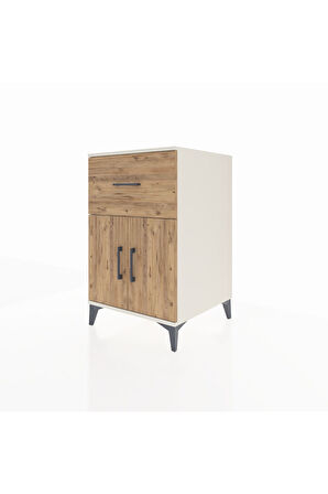 Kronos Komodin Tek Raflı Tek Çekmeceli 2 Kapaklı 60x59x96 Aytaşı-Çam