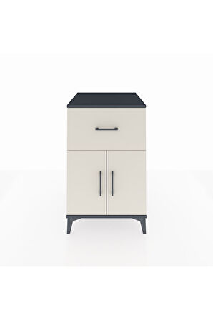 Kronos Komodin Tek Raflı Tek Çekmeceli 2 Kapaklı 60x59x96 Antrasit-Aytaşı