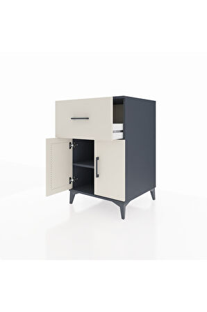 Kronos Komodin Tek Raflı Tek Çekmeceli 2 Kapaklı 60x59x96 Antrasit-Aytaşı