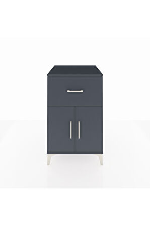 Kronos Komodin Tek Raflı Tek Çekmeceli 2 Kapaklı 60x59x96 Antrasit-Antrasit