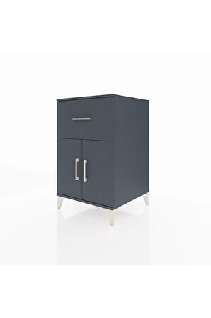 Kronos Komodin Tek Raflı Tek Çekmeceli 2 Kapaklı 60x59x96 Antrasit-Antrasit