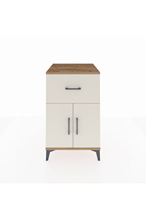 Kronos Komodin Tek Raflı Tek Çekmeceli 2 Kapaklı 60x59x96 Çam-Aytaşı