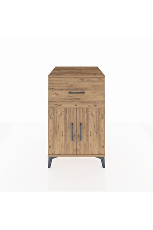 Kronos Komodin Tek Raflı Tek Çekmeceli 2 Kapaklı 60x59x96 Çam-Çam