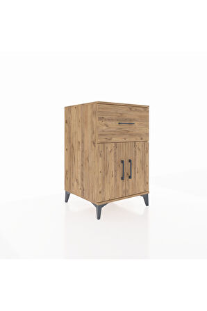 Kronos Komodin Tek Raflı Tek Çekmeceli 2 Kapaklı 60x59x96 Çam-Çam