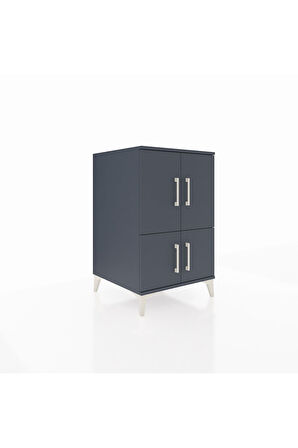 Kronos Komodin 2 Raflı 4 Kapaklı 60x59x96 Antrasit-Antrasit