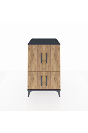 Kronos Komodin 2 Raflı 4 Kapaklı 60x59x96 Antrasit-Çam