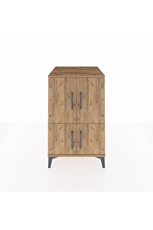 Kronos Komodin 2 Raflı 4 Kapaklı 60x59x96 Çam-Çam