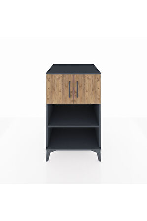 Kronos Komodin 2 Raflı 2 Kapaklı 60x59x96 Antrasit-Çam