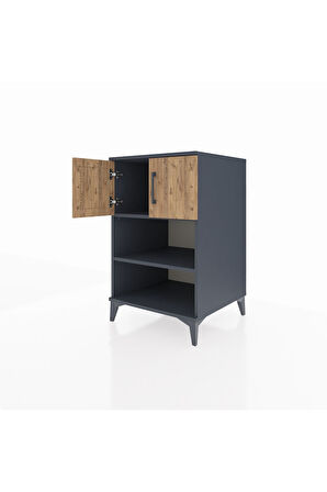 Kronos Komodin 2 Raflı 2 Kapaklı 60x59x96 Antrasit-Çam