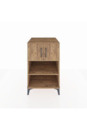 Kronos Komodin 2 Raflı 2 Kapaklı 60x59x96 Çam-Çam