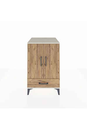 Kronos Komodin 3 Raflı Tek Çekmeceli 2 Kapaklı 60x59x96 Aytaşı-Çam