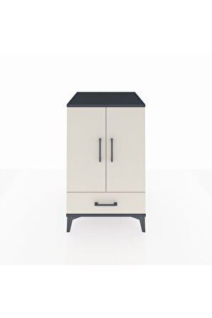 Kronos Komodin 3 Raflı Tek Çekmeceli 2 Kapaklı 60x59x96 Antrasit-Aytaşı