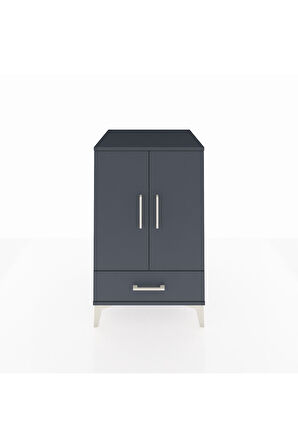 Kronos Komodin 3 Raflı Tek Çekmeceli 2 Kapaklı 60x59x96 Antrasit-Antrasit
