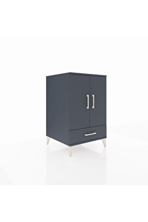 Kronos Komodin 3 Raflı Tek Çekmeceli 2 Kapaklı 60x59x96 Antrasit-Antrasit