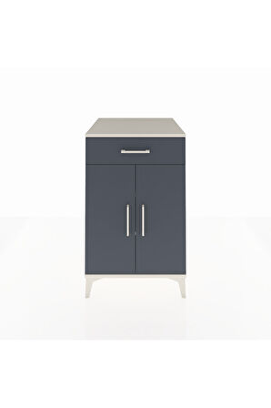 Kronos Komodin 2 Raflı Tek Çekmeceli 2 Kapaklı 60x59x96 Aytaşı-Antrasit