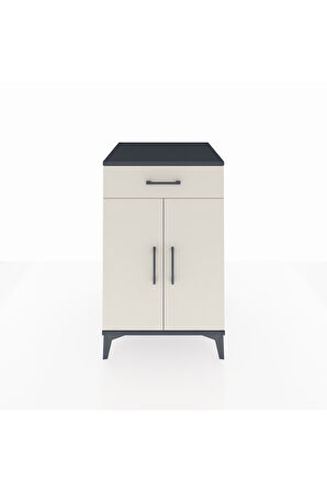 Kronos Komodin 2 Raflı Tek Çekmeceli 2 Kapaklı 60x59x96 Antrasit-Aytaşı
