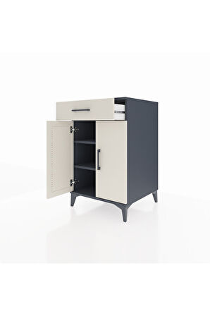 Kronos Komodin 2 Raflı Tek Çekmeceli 2 Kapaklı 60x59x96 Antrasit-Aytaşı