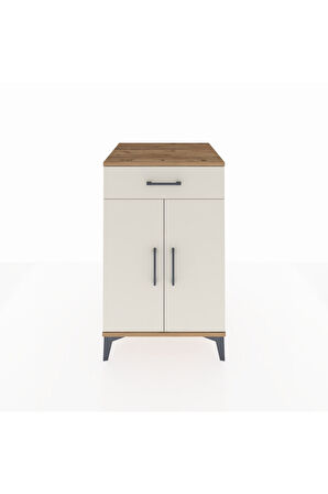 Kronos Komodin 2 Raflı Tek Çekmeceli 2 Kapaklı 60x59x96 Çam-Aytaşı