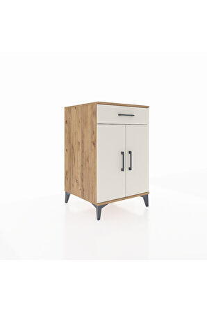 Kronos Komodin 2 Raflı Tek Çekmeceli 2 Kapaklı 60x59x96 Çam-Aytaşı