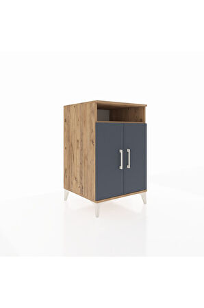 Kronos Komodin 3 Raflı 2 Kapaklı 60x59x96 Çam-Antrasit