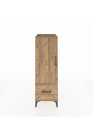 Kronos Dolap 2 Raflı Tek Çekmeceli Tek Kapaklı 44x59x134 Çam-Çam