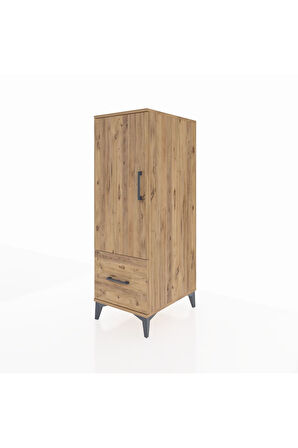 Kronos Dolap 2 Raflı Tek Çekmeceli Tek Kapaklı 44x59x134 Çam-Çam
