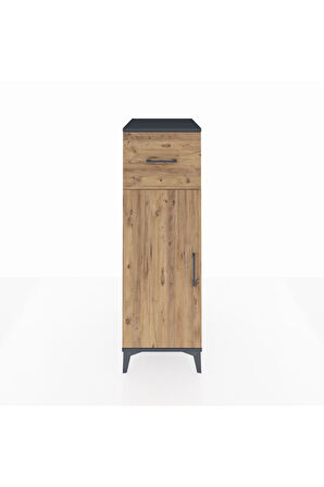 Kronos Dolap 2 Raflı Tek Çekmeceli Tek Kapaklı 44x59x134 Antrasit-Çam