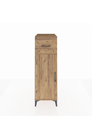 Kronos Dolap 2 Raflı Tek Çekmeceli Tek Kapaklı 44x59x134 Çam-Çam