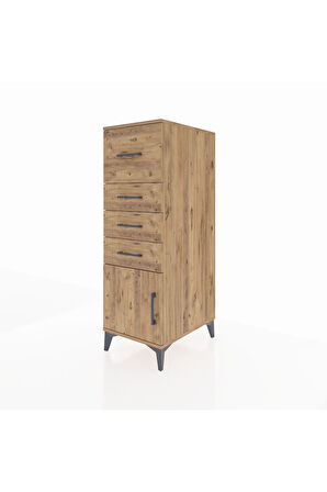 Kronos Dolap 4 Çekmeceli Tek Kapaklı 44x59x134 Çam-Çam