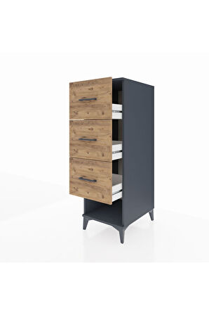 Kronos Dolap 3 Çekmeceli 44x59x134 Antrasit-Çam
