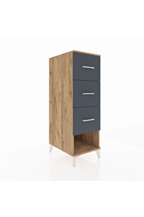 Kronos Dolap 3 Çekmeceli 44x59x134 Çam-Antrasit