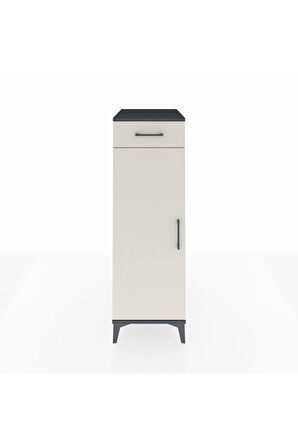 Kronos Dolap 2 Raflı Tek Çekmeceli Tek Kapaklı 44x59x134 Antrasit-Aytaşı