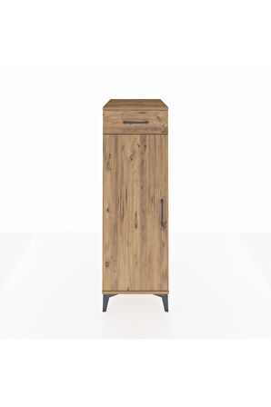 Kronos Dolap 2 Raflı Tek Çekmeceli Tek Kapaklı 44x59x134 Çam-Çam
