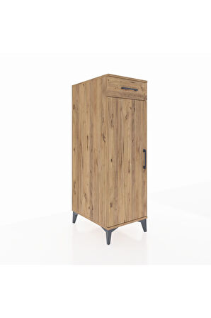 Kronos Dolap 2 Raflı Tek Çekmeceli Tek Kapaklı 44x59x134 Çam-Çam