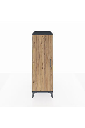 Kronos Dolap 2 Raflı Tek Kapaklı 44x59x134 Antrasit-Çam