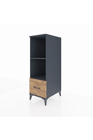 Kronos Dolap 2 Raflı Tek Çekmeceli 44x59x134 Antrasit-Çam