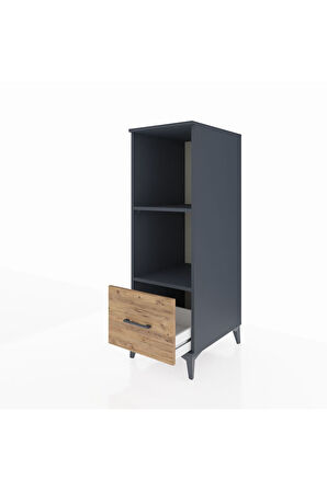 Kronos Dolap 2 Raflı Tek Çekmeceli 44x59x134 Antrasit-Çam