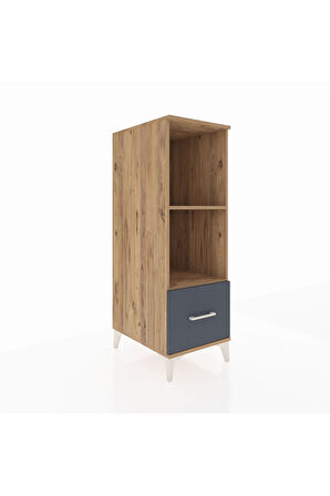 Kronos Dolap 2 Raflı Tek Çekmeceli 44x59x134 Çam-Antrasit