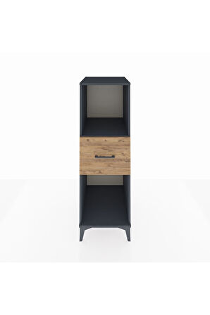 Kronos Dolap Tek Raflı Tek Çekmeceli 44x59x134 Antrasit-Çam