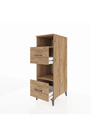 Kronos Dolap 2 Raflı 2 Çekmeceli 44x59x134 Çam-Çam