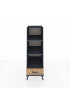 Kronos Dolap 3 Raflı Tek Çekmeceli 44x59x134 Antrasit-Çam