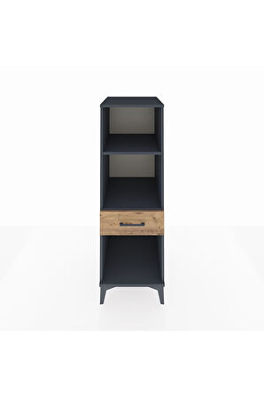 Kronos Dolap 2 Raflı Tek Çekmeceli 44x59x134 Antrasit-Çam