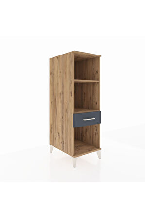 Kronos Dolap 2 Raflı Tek Çekmeceli 44x59x134 Çam-Antrasit