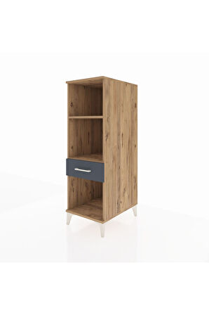 Kronos Dolap 2 Raflı Tek Çekmeceli 44x59x134 Çam-Antrasit