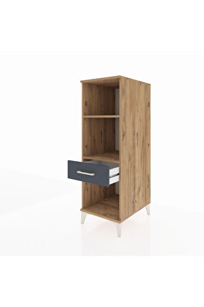 Kronos Dolap 2 Raflı Tek Çekmeceli 44x59x134 Çam-Antrasit