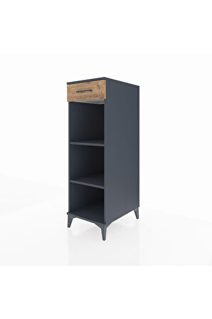 Kronos Dolap 2 Raflı Tek Çekmeceli 44x59x134 Antrasit-Çam